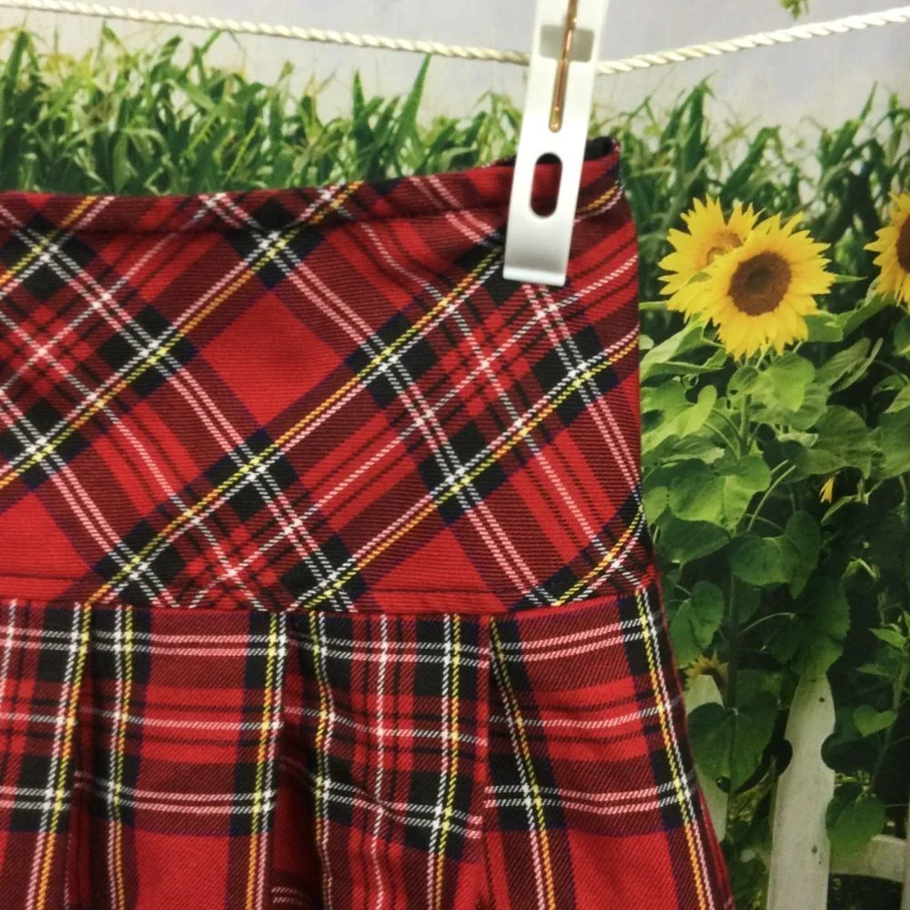 Tripp NYC Royal Bones Red Plaid Mini Skirt M